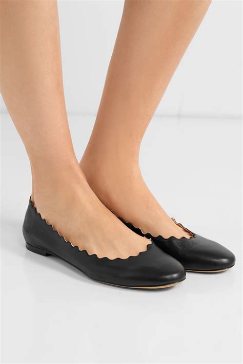 chloe lauren scalloped leather flats.